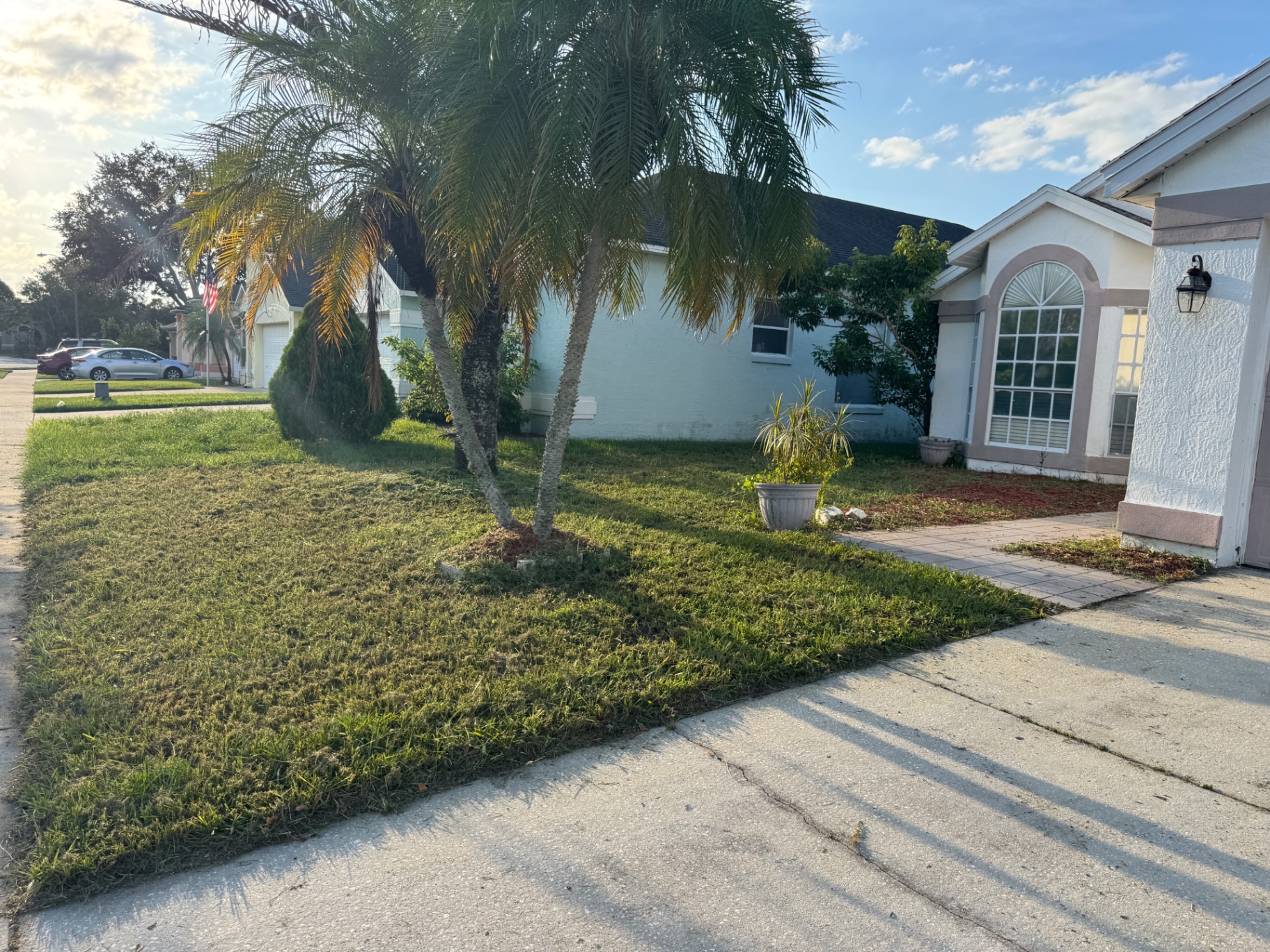 Freshly mowed and edged Orlando front yard by Mow Gators
